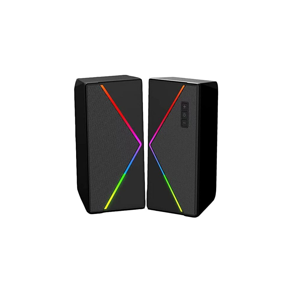Computer Speakers - HaiZR 10W Bluetooth 5.0 RGB Gaming Speakers with Enhanced Stereo Bass, USB Powered Computer Speakers for PC...