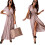 (Pink, L (UK 12)) Polka Dot Split Front Maxi Dress 1