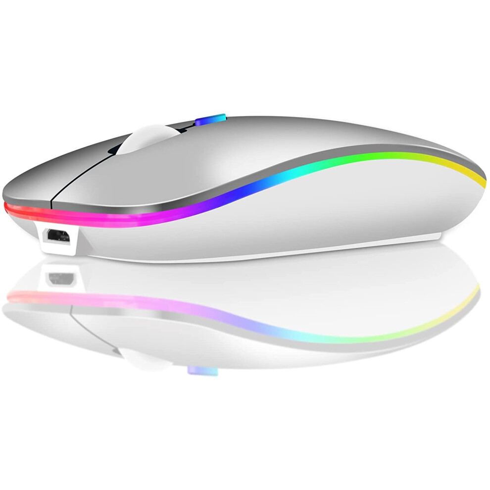Wireless Mouse For Laptop, Rechargeale Bluetooth Mouse For Macbook Pro /Air /Mac /Ipad /Chromebook /Computer -Led Dual Mode(Usb... 768494527525