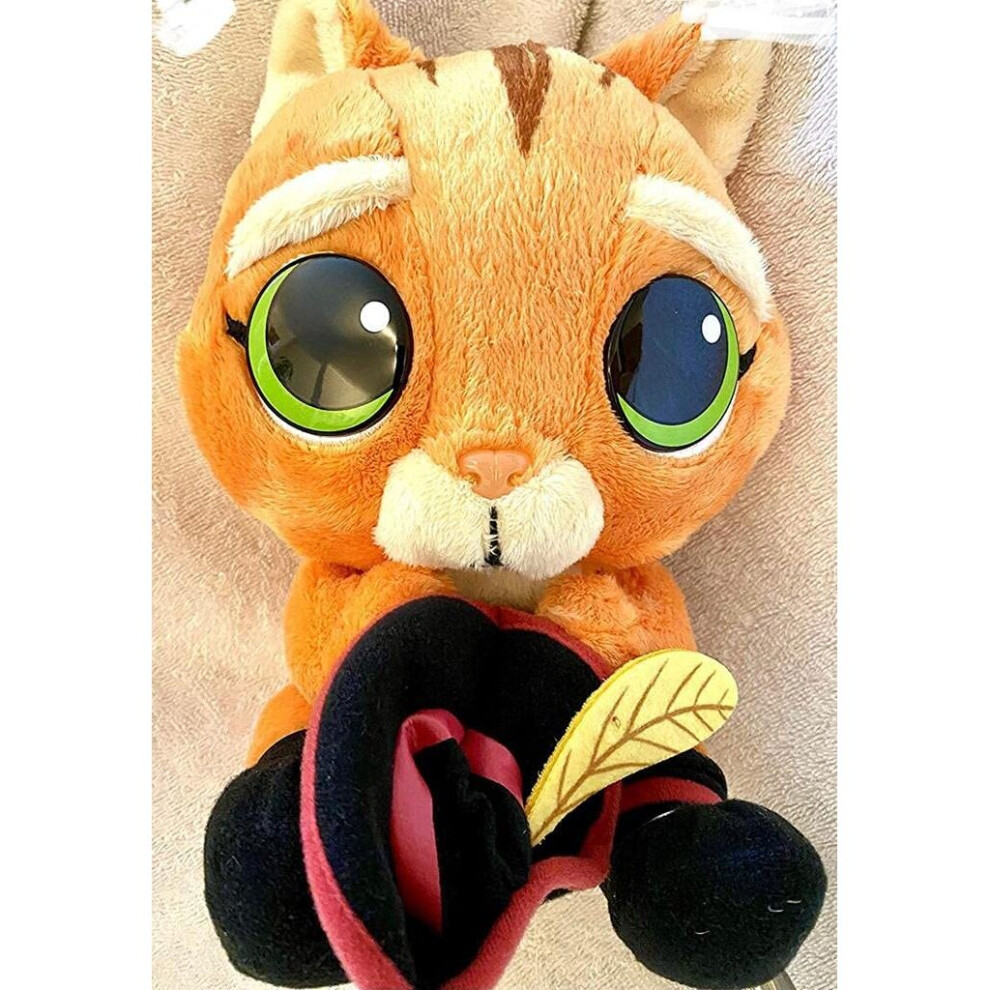 Disney Shrek Puss In Boots Soft Plush Baby Face Puss Holding Hat 8 New