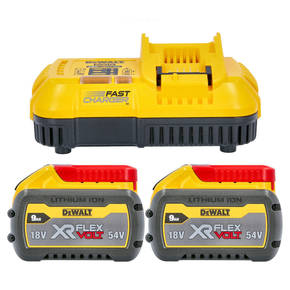 DeWalt Genuine DCB547 18V/54V Li-Ion XR Flexvolt 9.0Ah Battery Twin Pack with DCB118 Fast Charger