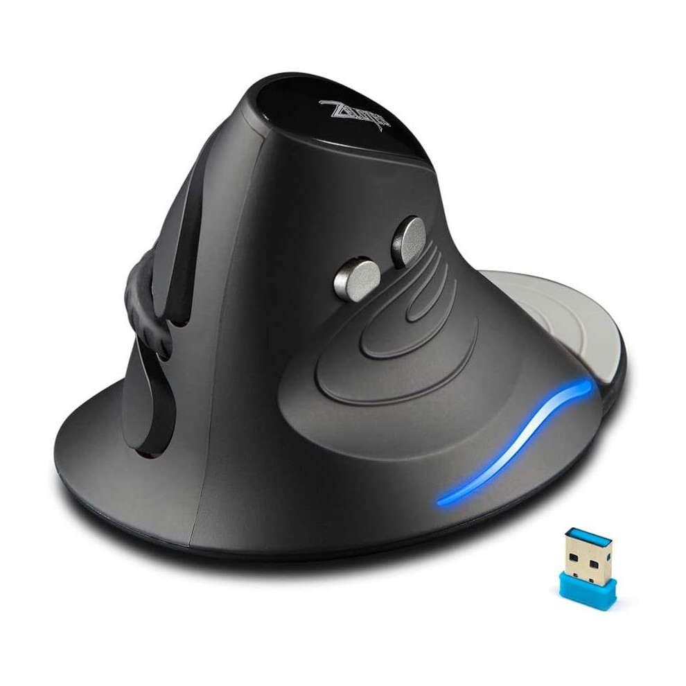 Zelotes Vertical Ergonomic Wireless Mouse, Usb Optical Mouse, 2400Dpi,6 Buttons Mice For Laptop, Pc, (Black) Black 6930748002223