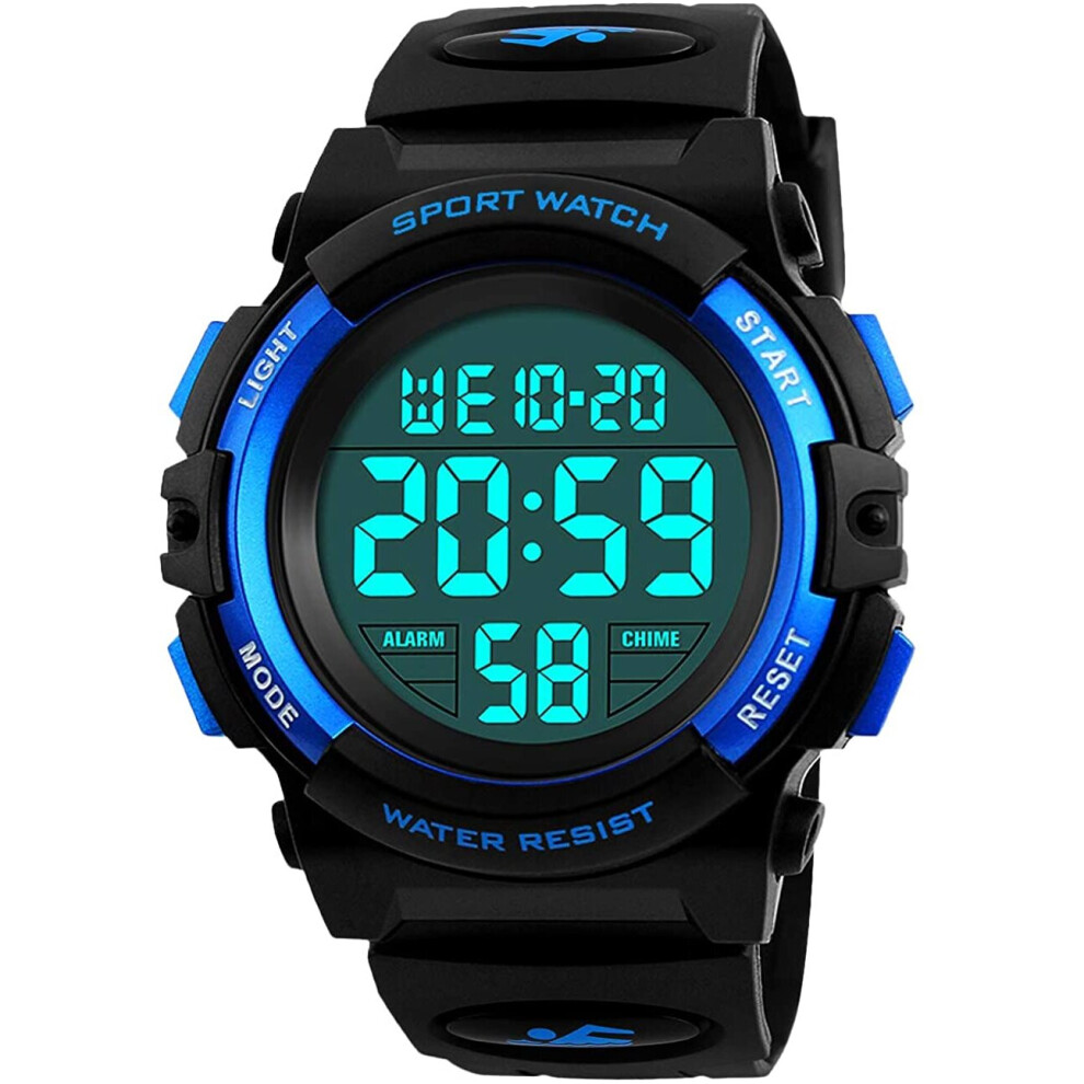 Boys Digital Watches, Kids Sports 5ATM Waterproof Watch with Alarm/Timer/EL Light,Blue Childrens Outdoor Digital Watch for Teenagers Boys by BHGWR