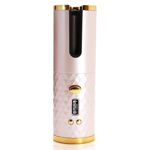 (Pink) Cordless Automatic Hair Curlers Auto Rotating Wireless Curling Iron