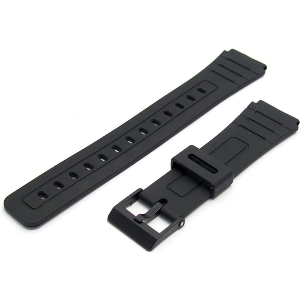 Replacement Watch Strap 18mm Black Resin to fit Casio F91, F105, F94