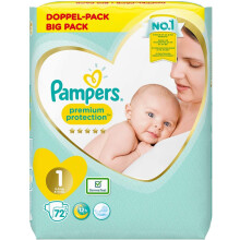 Pampers Premium Protection Size 1 x 72 Nappies, 2 kg - 5 kg