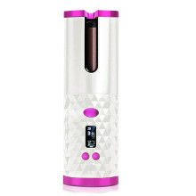 (White & Pink) Cordless Automatic Hair Curlers Auto Rotating Wireless Curling Iron