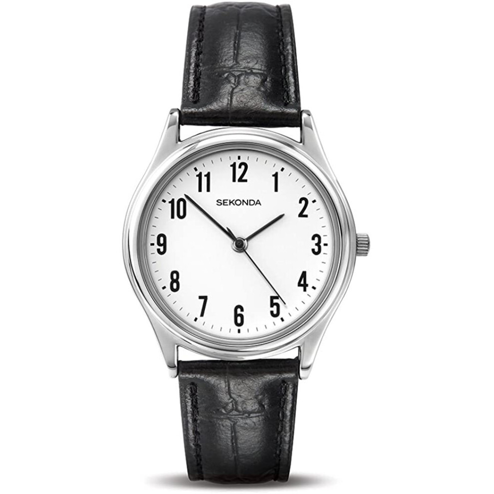 New Sekonda Men's Quartz Watch With Dial Analogue Display And Leather Strap White