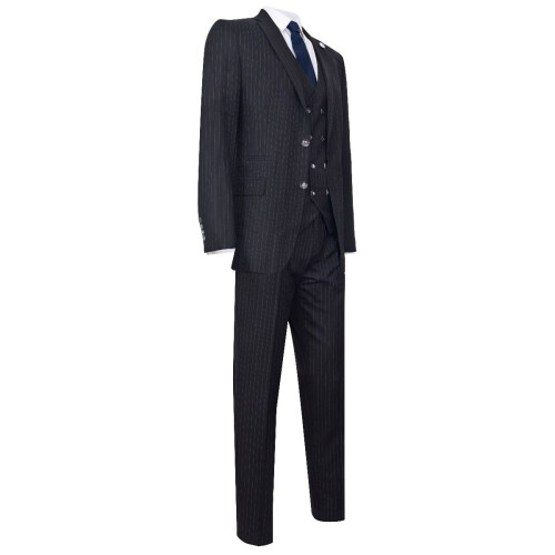 (36) Men's 3 Piece Black Pinstripe Retro Suit 2