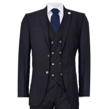 (36) Men's 3 Piece Black Pinstripe Retro Suit