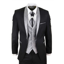 (46) Men's 4 PieceBlack Tailored Wedding Suit