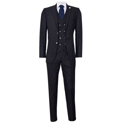 (36) Men's 3 Piece Black Pinstripe Retro Suit 1