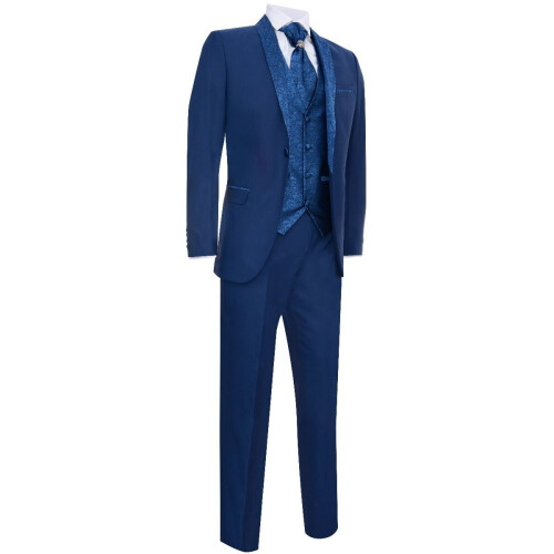(48) Men's 4 Piece Blue Tailored Wedding Suit 2