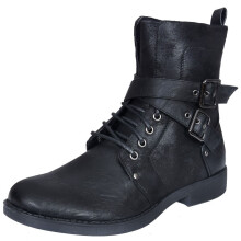 (11) Mens Punk Rock Black Ankle Boots - EL0085
