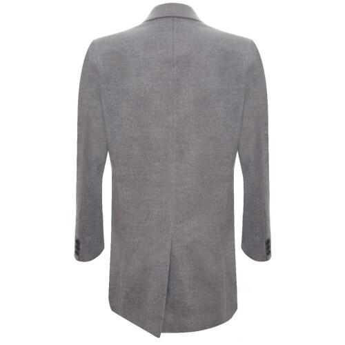 (5XL) Men's Long Grey Wool Slim Fit Overcoat 2