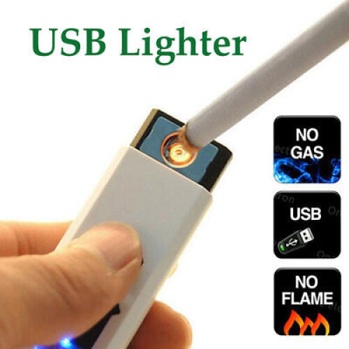 (black, One size) Windproof USB Electric Battery Rechargeable Flameless Fire Lighter Cigarette