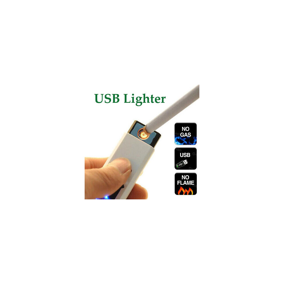 Black (, One Size) Windproof Usb Electric Battery Rechargeable Flameless Fire Lighter Cigarette