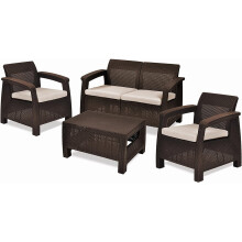 Keter Corfu Outdoor 4 Seater Rattan Garden Table & Chairs Set