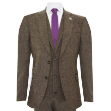 (44) Mens 3 Piece Suit Harringbone 1920s Peaky Blinders