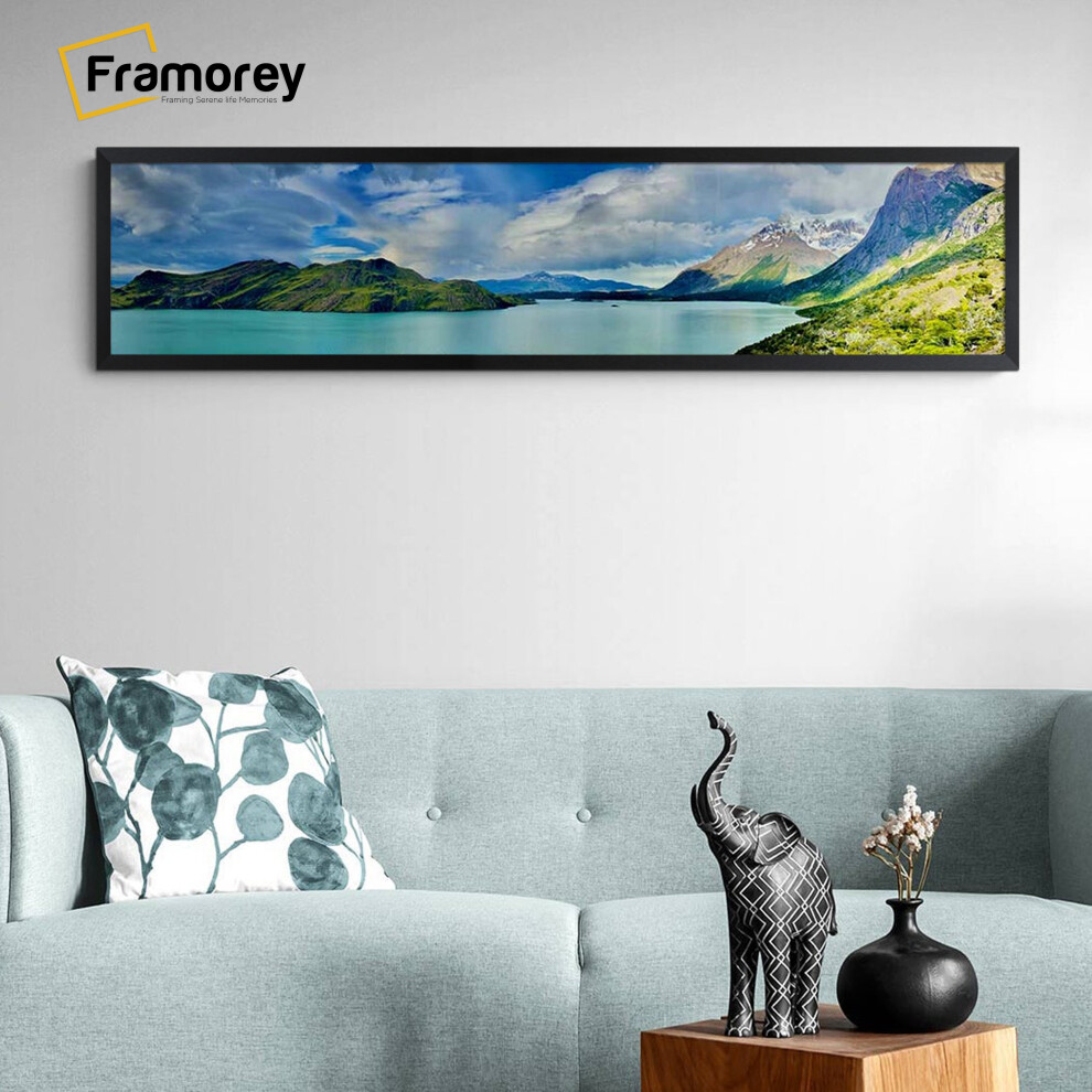 (Black, 22x8 Inch) Panoramic Size Thin Matt Black Picture Frame Wall Art Frames Poster Frame