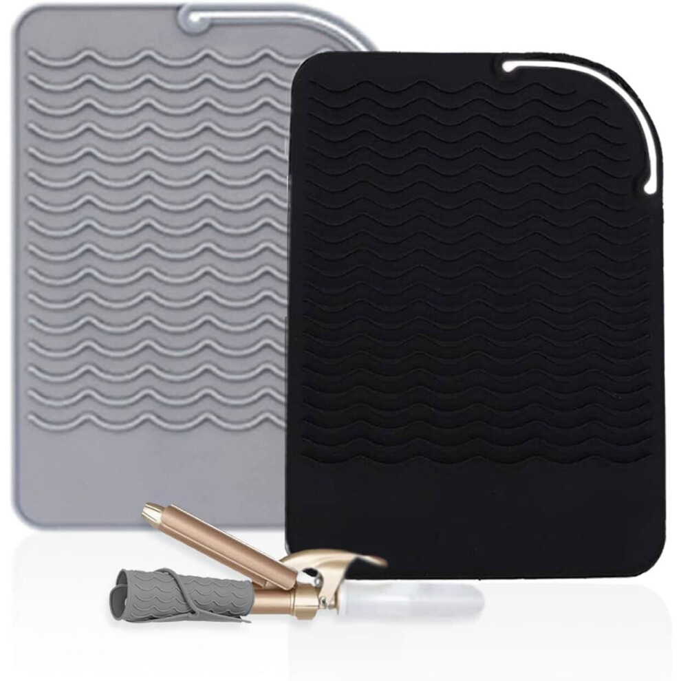Nitaiun 2 Pcs Heat Mat For Hair Straighteners Silicone Curling Wands Mat Silicone Heat Resistant Mat For Hair Straightener...