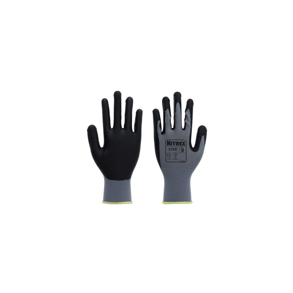 Unigloves Nitrex 270E Reusable - 10 Pairs - General Handling Gloves With Foam Nitrile Palm Coating And Polyester Liner, In Grey... 8435140702248