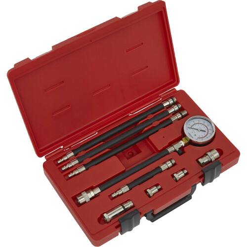 Loops 10 Piece Petrol Engine Compression Kit - 59mm Gauge - 250mm Hose - Storage Case