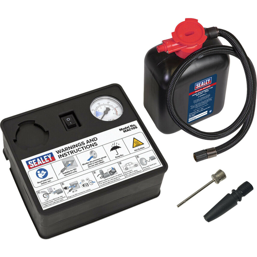 Loops 12V Emergency Tyre Repair Kit - Car Puncture Sealant & Mini Inflator Compressor