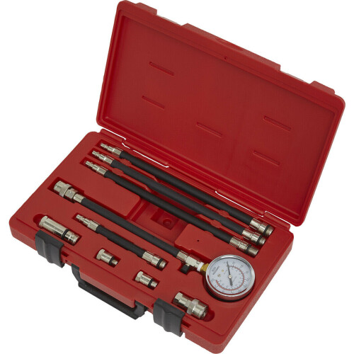 Loops 10 Piece Petrol Engine Compression Kit - 59mm Gauge - 250mm Hose - Storage Case 2