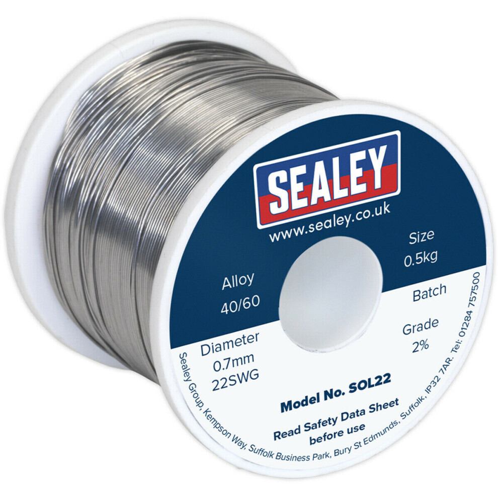 0.5Kg Quick Flow Solder Wire Cable Reel Drum - 0.7Mm 22Swg - 40/60 Tin/Lead 5056581922373