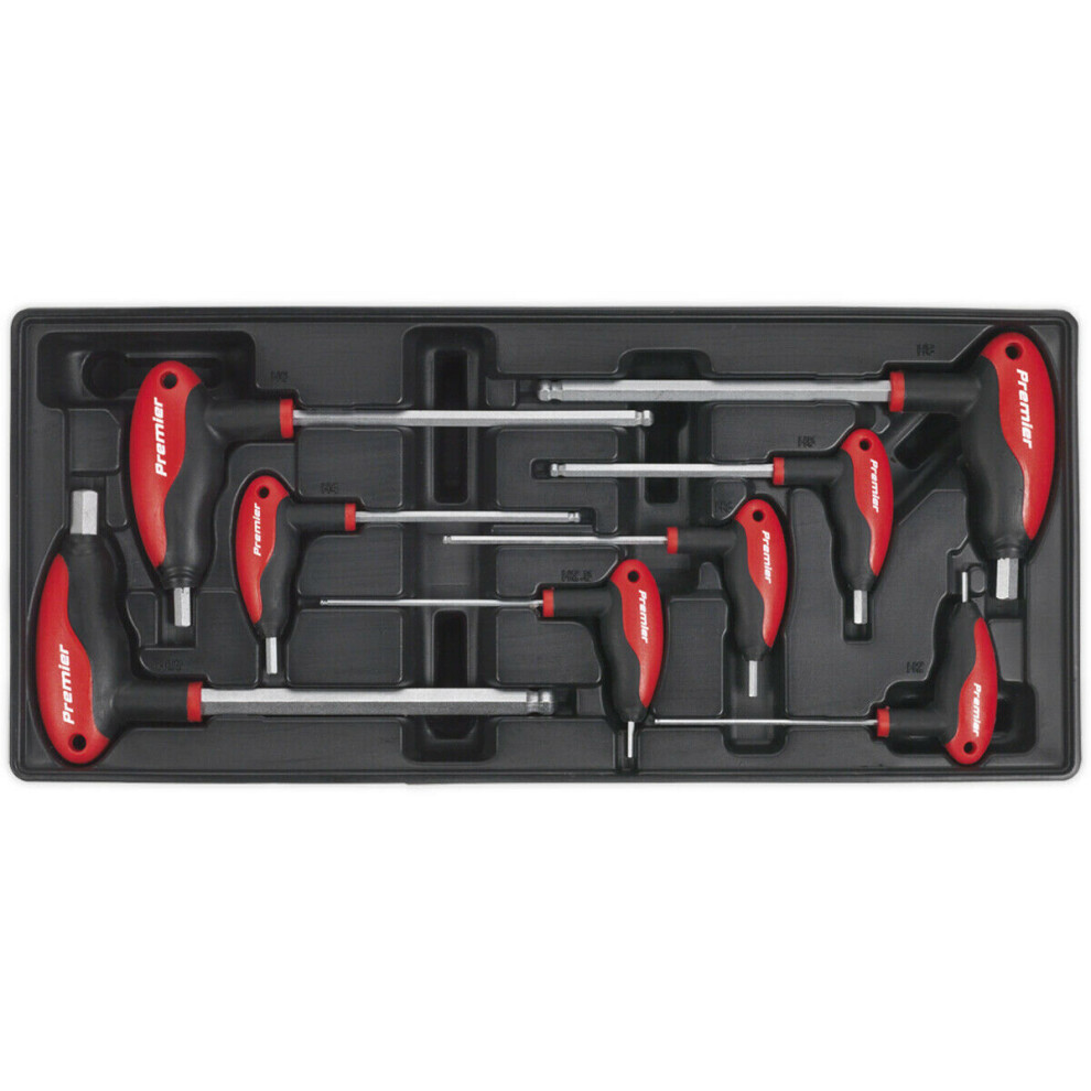 8 Pc PREMIUM T-Handle Ball-End Hex Key Set with Modular Tool Tray - Tool Storage