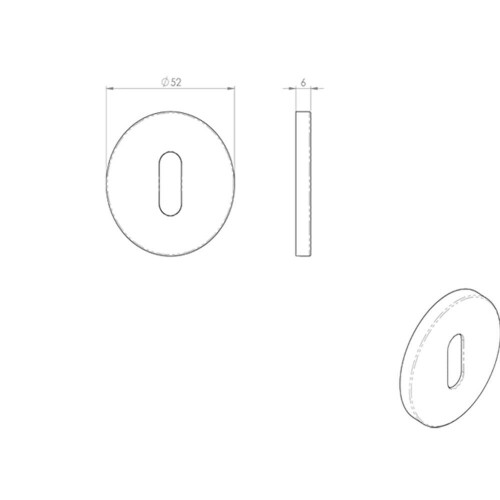 Loops 52mm Standard Lock Profile Open Slim Escutcheon Concealed Fix Satin Steel 2