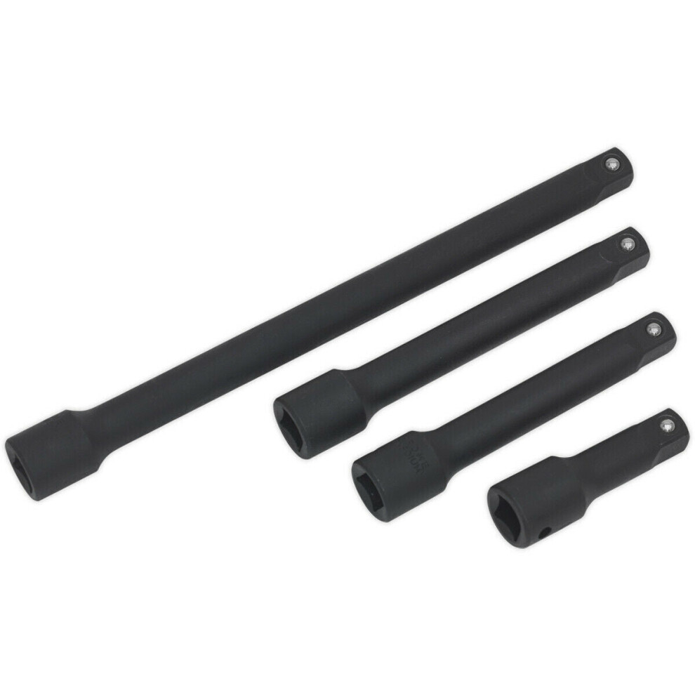 4 Piece Impact Extension Bar Set - 1/2" Sq Drive - 75Mm 125Mm 150Mm & 250Mm Bars 5056524246245