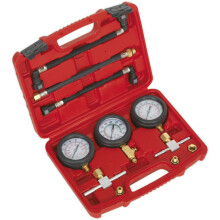 3 Piece Motorcycle Compression & Fuel Pressure Gauge Set - 220mm Hoses