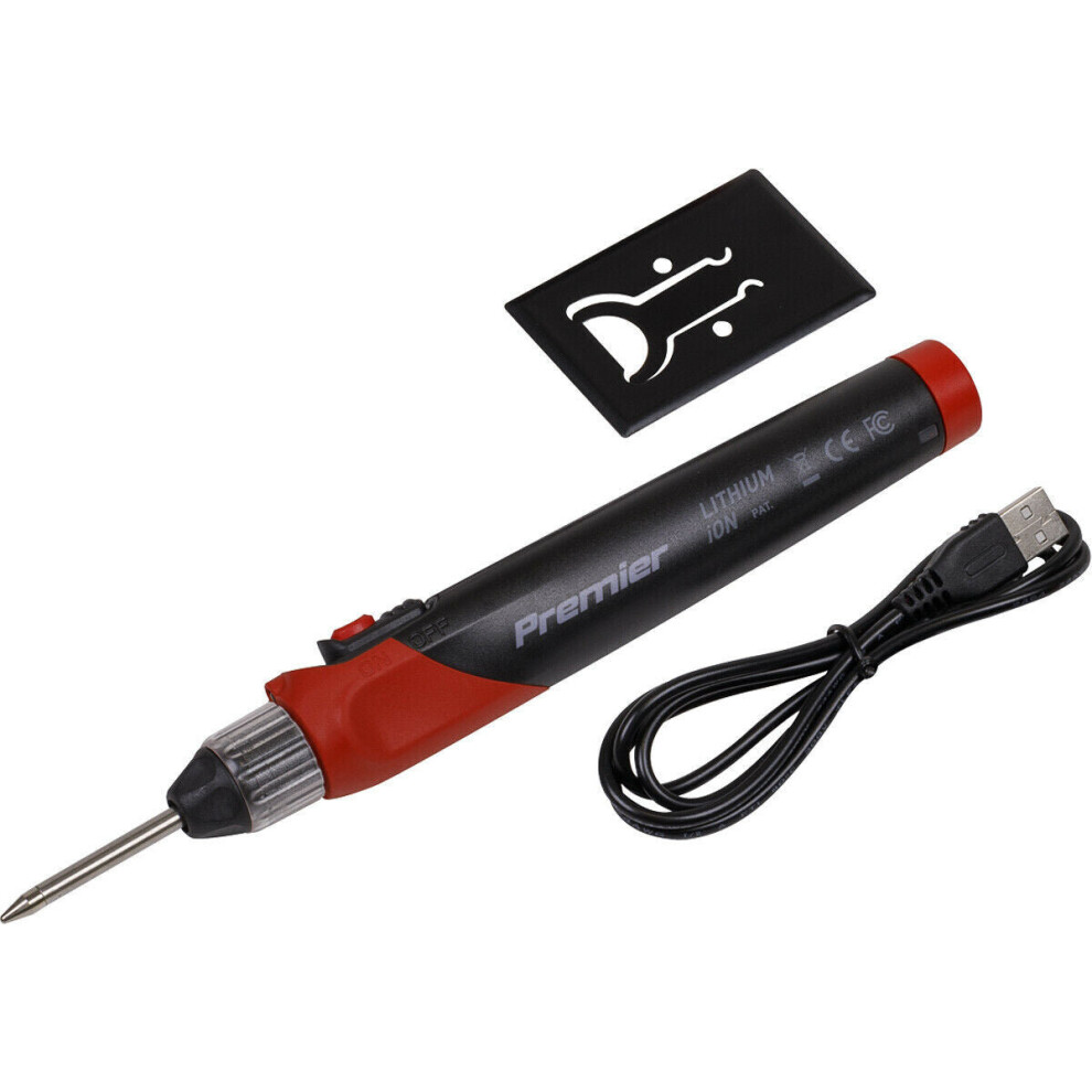 Rechargeable Cordless Soldering Iron 12W Lithium-Ion Battery - LED Torch - 600ÂC