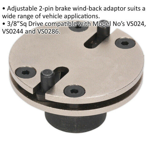 Loops Adjustable 2-Pin Brake Wind-Back Adaptor - 3/8" Sq Drive - 4mm Pin Diameter 1