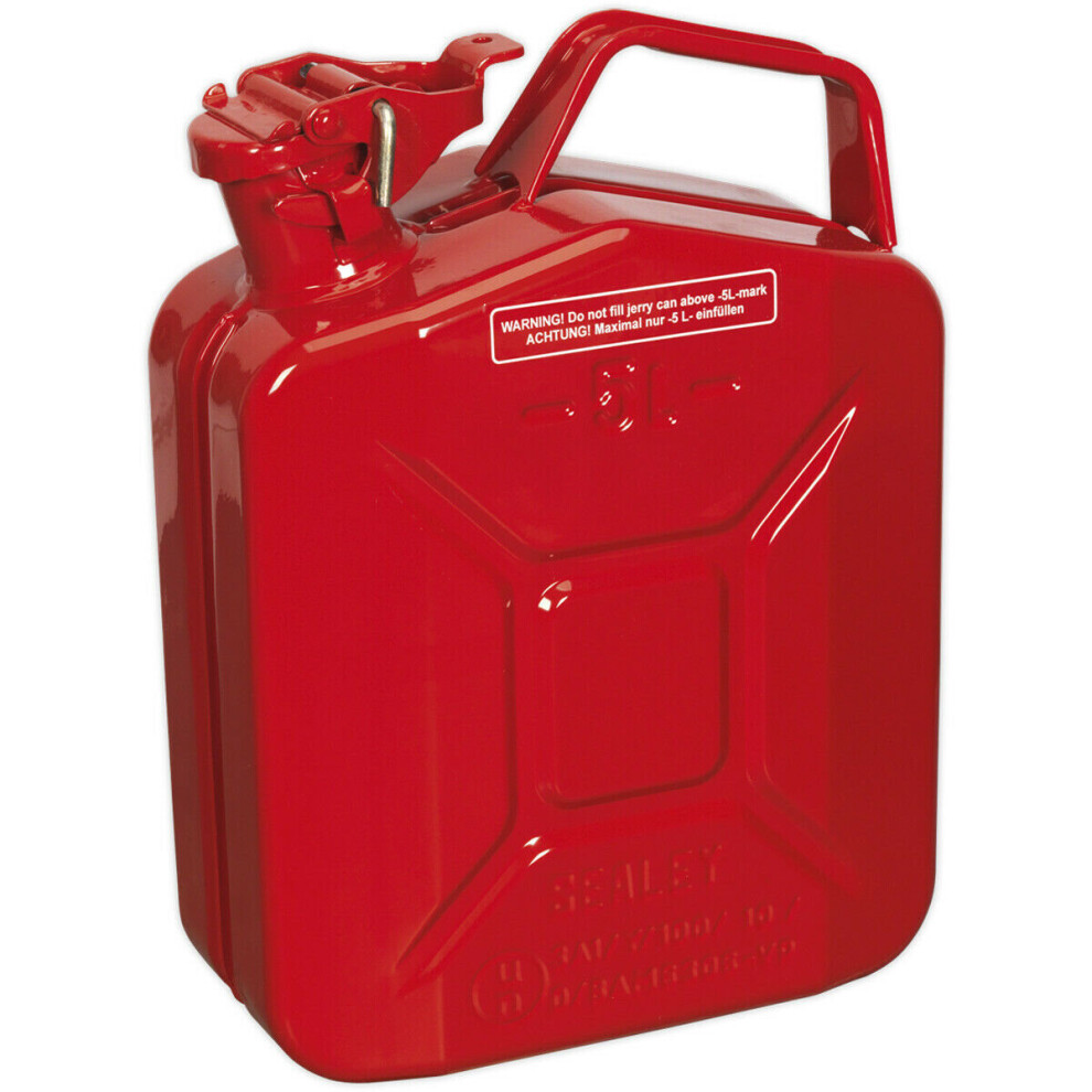 5 Litre Jerry Can - Leak-Proof Bayonet Closure - Fuel Resistant Lining - Red 5056524283684