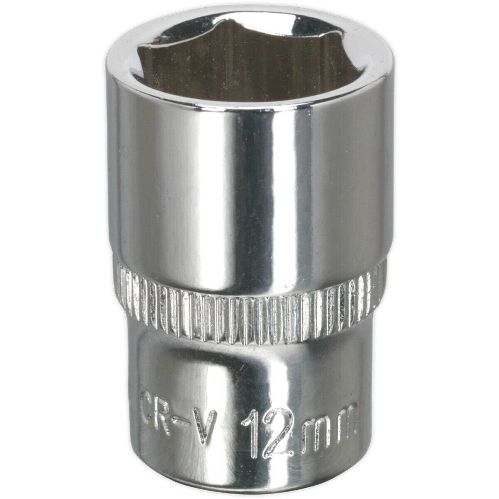 12Mm Forged Steel Drive Socket - 1/4" Square Drive - Polished Chrome Vanadium 5056581922991