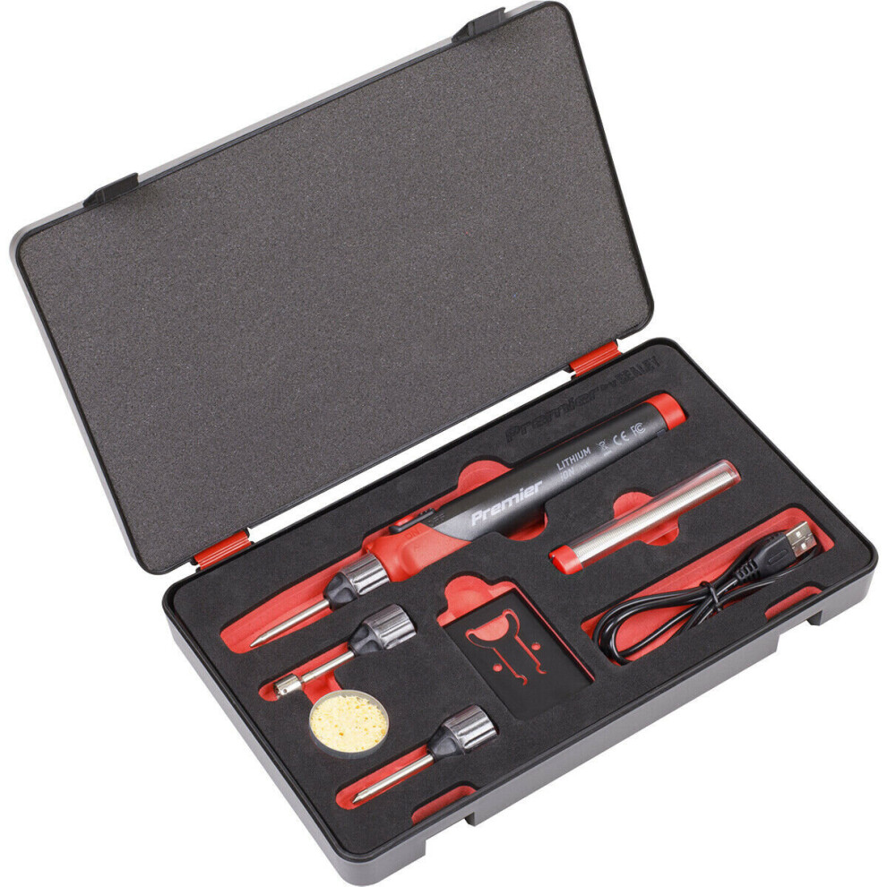 Rechargeable Cordless Soldering Iron Kit - 30W Lithium-Ion Battery & Case 600ÂC