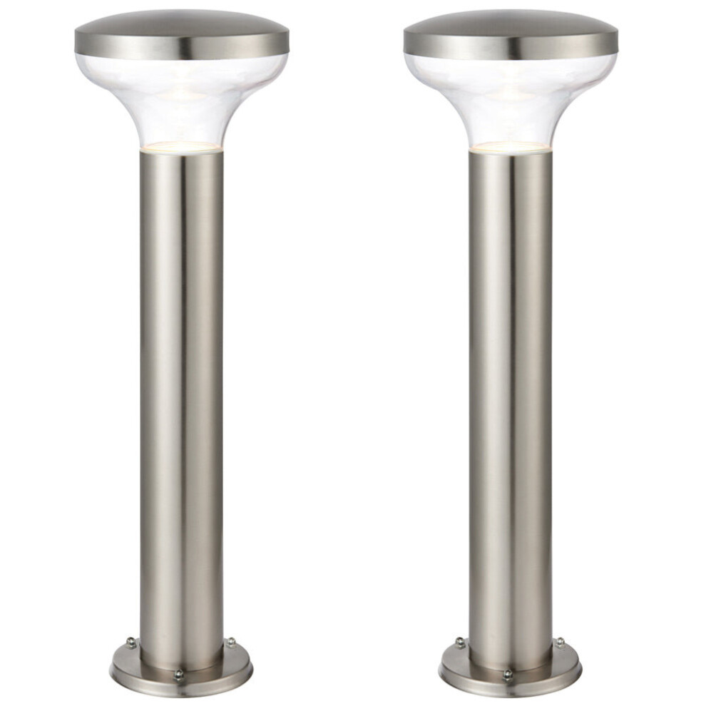 2 PACK Outdoor Post Bollard Light Marine Steel 0.5m LED Garden Driveway Path