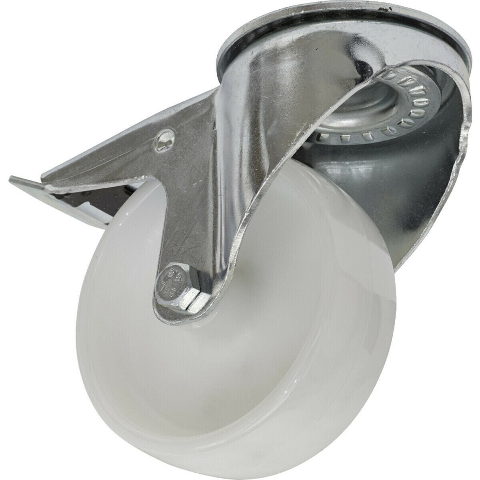 100mm Bolt Hole Swivel Castor Wheel - 36mm Tread - Polyamide - Total Lock Brakes