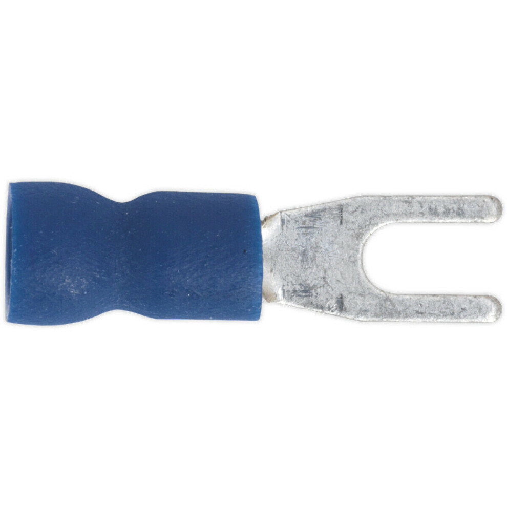 Loops 100 Pack Easy-Entry Fork Terminal - 3.7Mm Diameter - 16 To 14 Awg Cable - Blue
