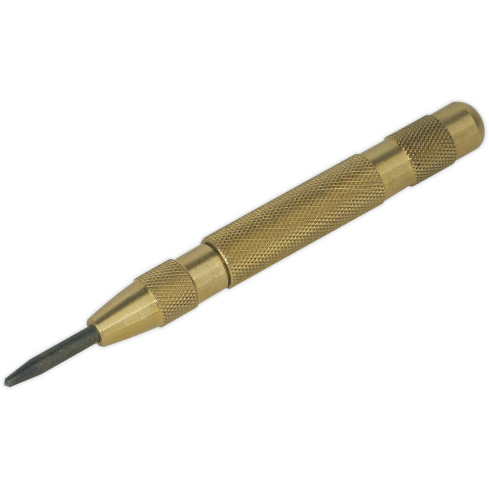 Loops 125Mm Automatic Centre Punch - Knurled Brass Barrel - Spring Loaded Steel Point