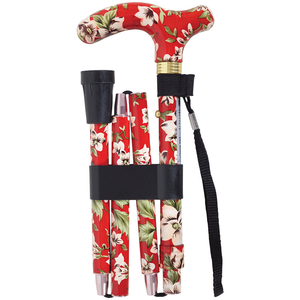 Deluxe Ambidextrous Foldable Walking Cane - 5 Height Settings - Rouge Design