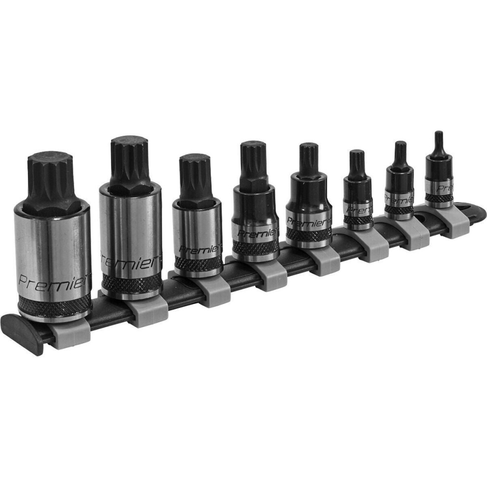 Loops 8Pc Premium Spline Socket Bit Set - 1/4" 3/8" & 1/2" Square Drive - M4 To M16
