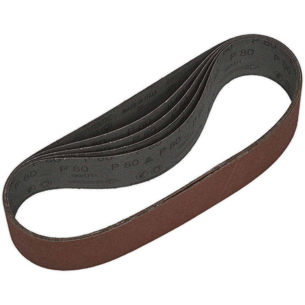 5 PACK - 50mm x 686mm Sanding Belts - 80 Grit Aluminium Oxide Cloth Backed Loop