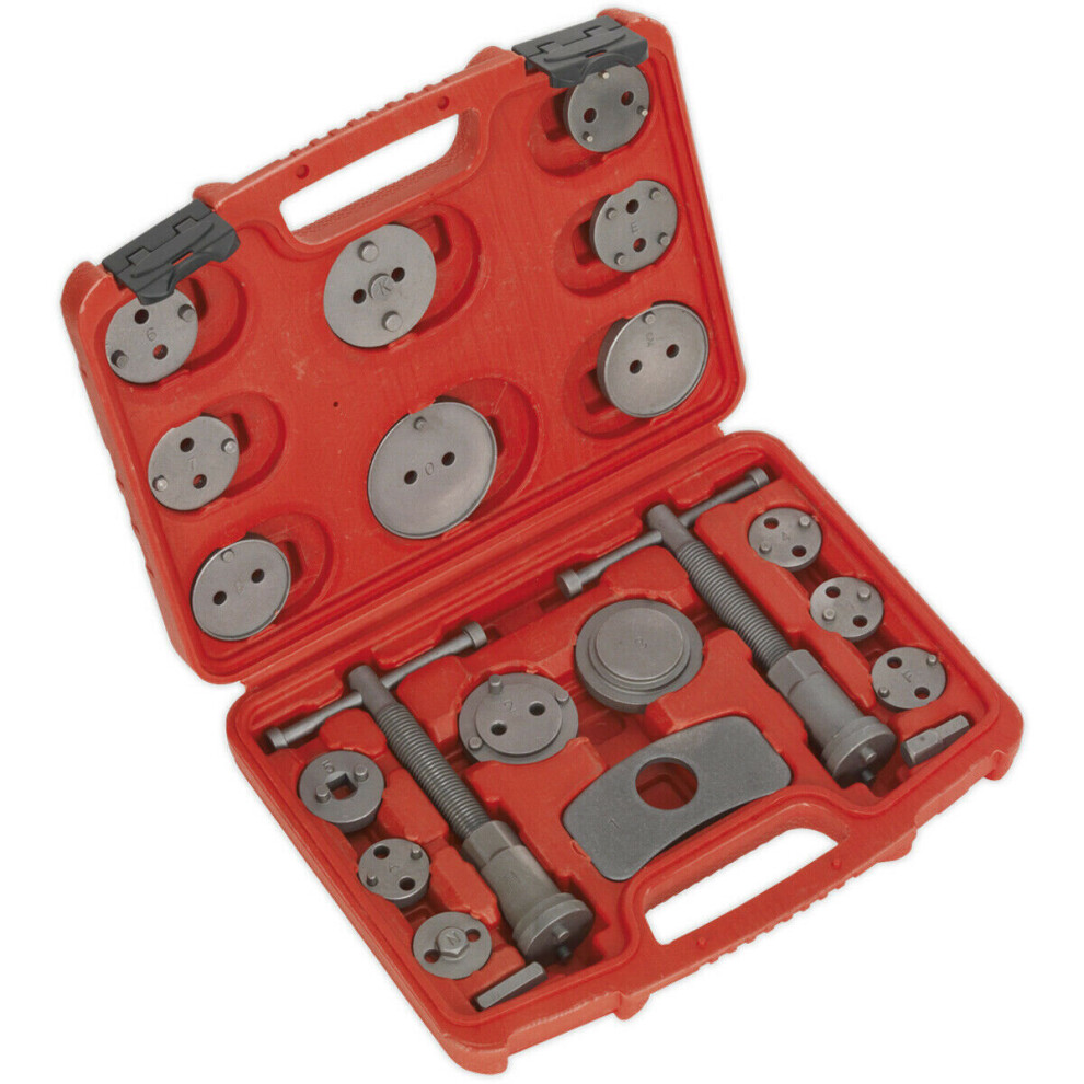 21 Piece Brake Piston Wind-Back Tool Kit - Hex Bits - Thrust Bolt Assemblies