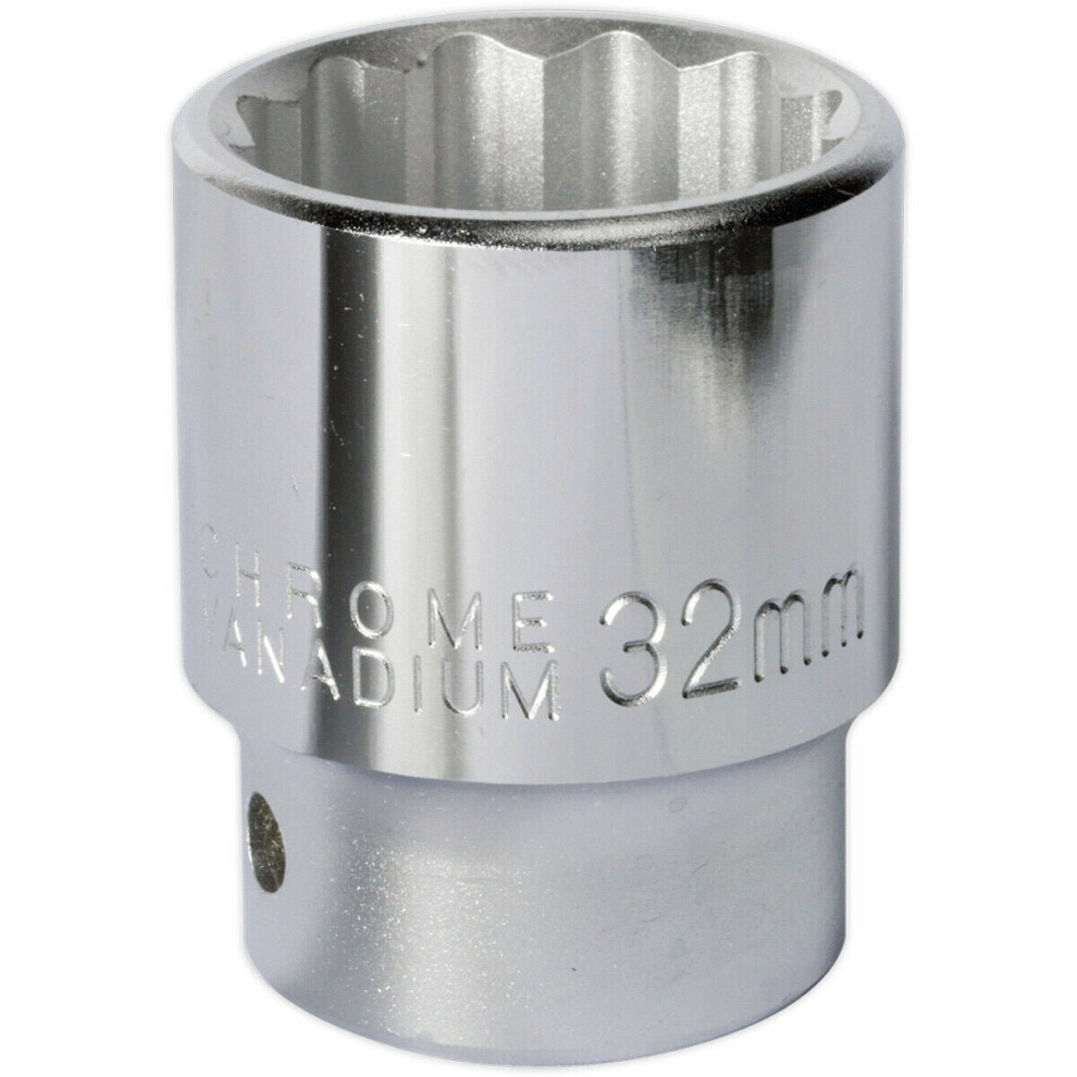 32mm Forged Steel Drive Socket - 3/4" Square Drive - Chrome Vanadium Socket