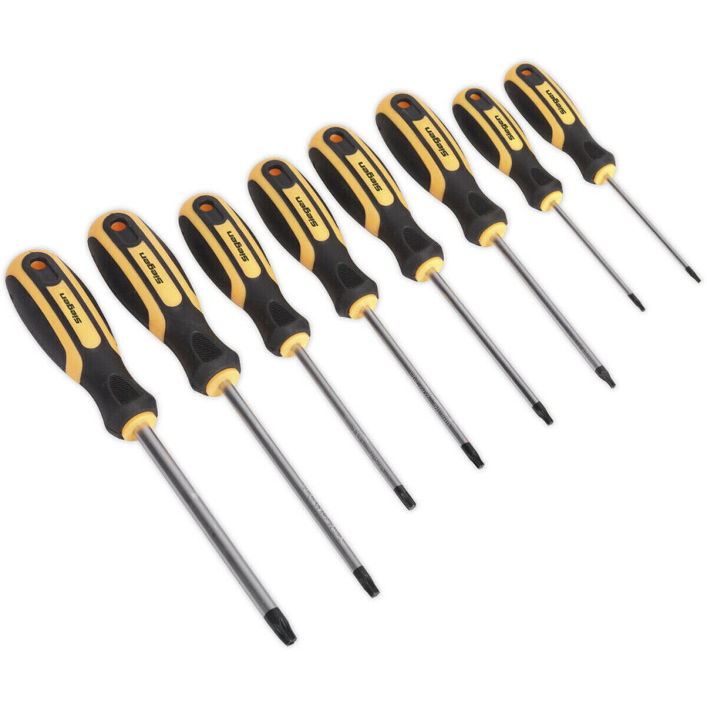 Loops 8 Pack Trx Star Screwdriver Set - Comfort Grip Handle - T8 To T40 Magnetic Tips