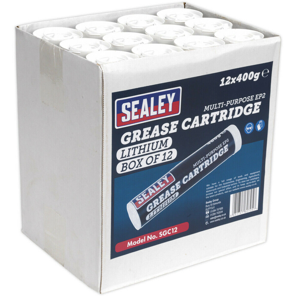 12 PK 400g EP2 Lithium Grease Cartridge - Multipurpose - For Plunger Type Guns